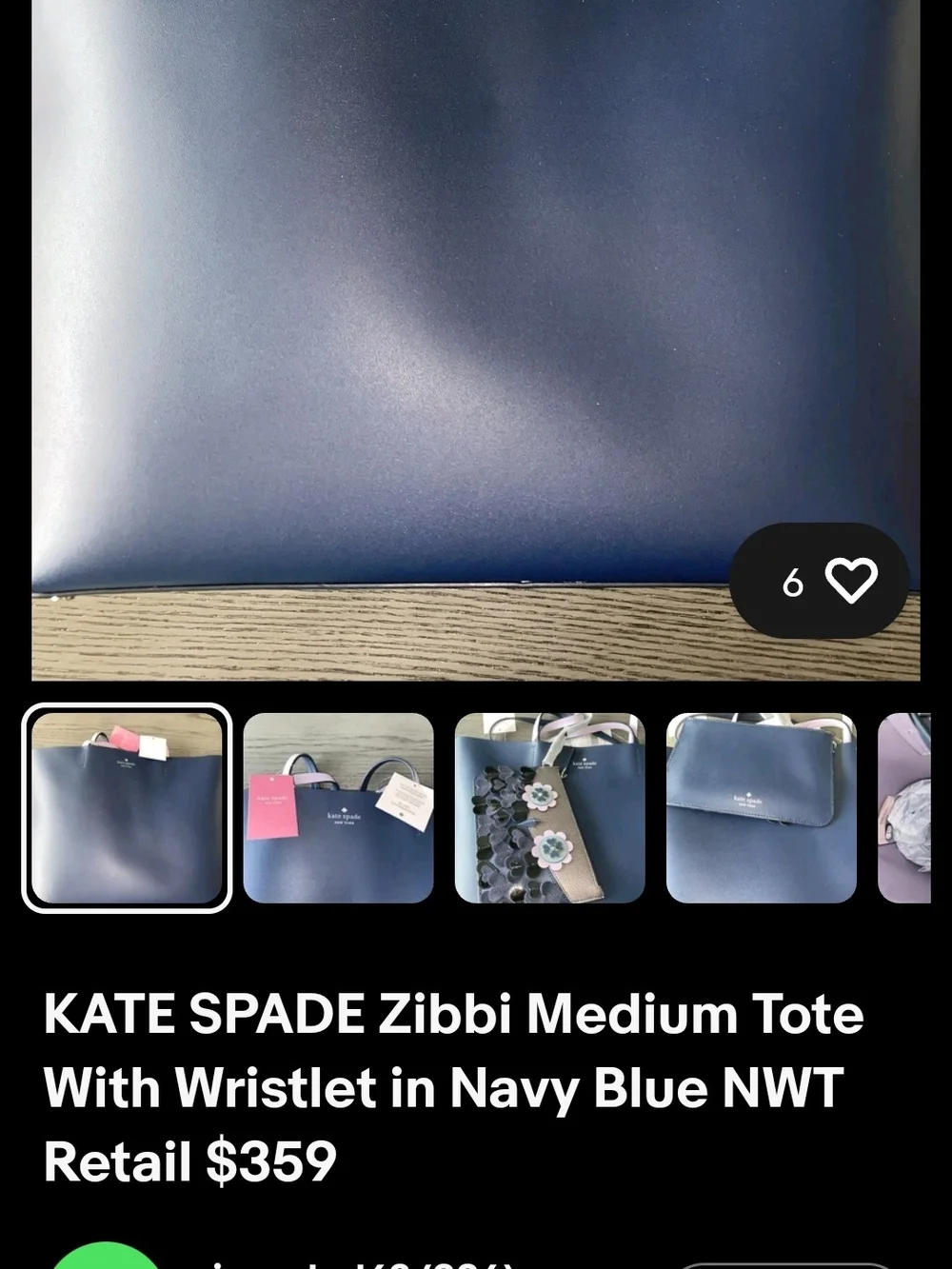 kate spade New York Navy & Pink Leather Tote with Floral Wristlet